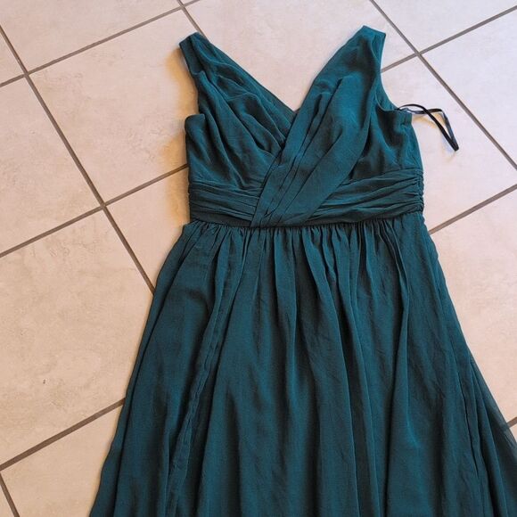 NWOT Dessy Collection Sleeveless Draped Chiffon Maxi Dress Hunter Green Size 12 - Picture 2 of 13